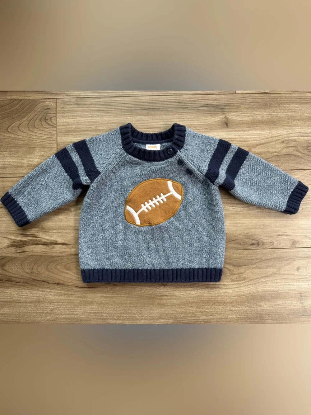 Gymboree Purrfect Prep baby boy Football Sweater 3-6 months cotton Blue